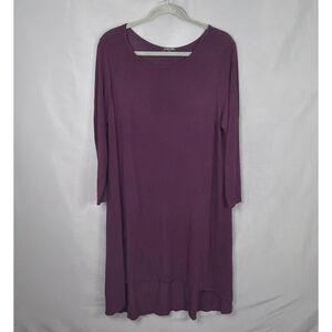 Eileen Fisher Dress Womens 2X Purple Hi-Low Knit Minimalist Lagenlook Flowy